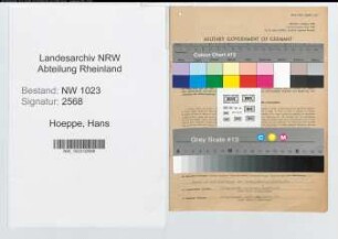 Entnazifizierung Hans Hoeppe , geb. 08.02.1898 (Verw.Inspektor)
