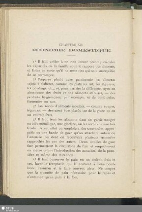 Chapitre XIII. Economie domestique