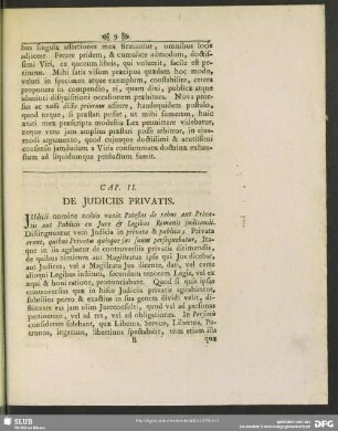 Cap. II. De Iudiciis Privatis