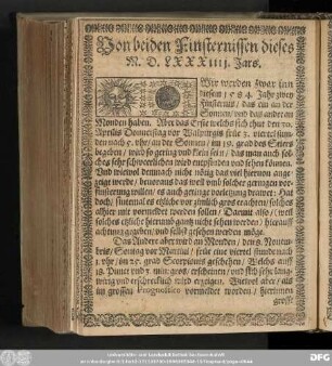 Von beiden Finsternissen dieses M.D.LXXXIIII. Jars.