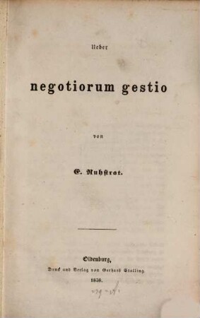 Ueber negotiorum gestio