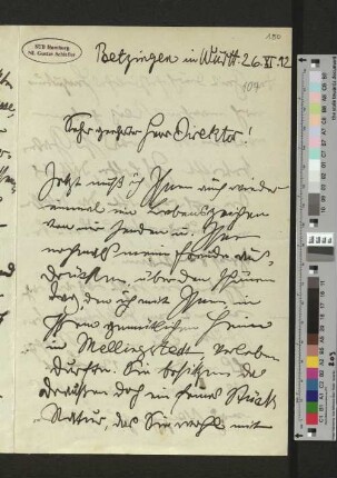 Brief an Gustav Schiefler