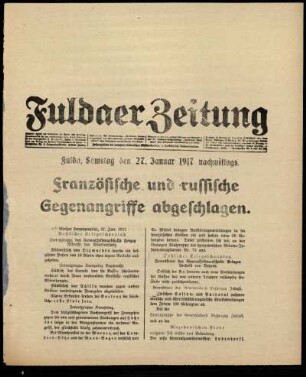 Ausgabe vom Samstag, den 27. Januar 1917.