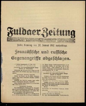 Ausgabe vom Samstag, den 27. Januar 1917.