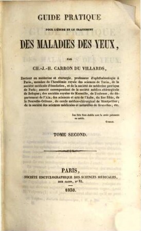 Guide pratique pour l'étude et le traitement des maladies des yeux, 2