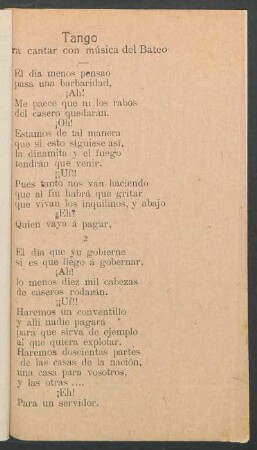 Tango : Para cantar con música el Bateo
