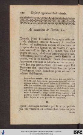Ad materiam de Decreto Dei.