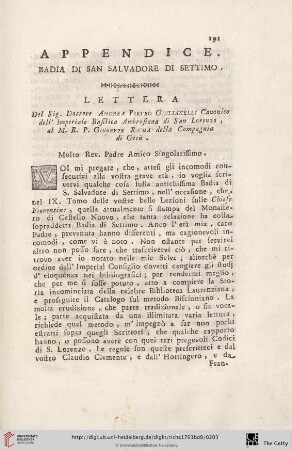 Appendice Badia di San Salvadore di Settimo