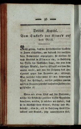 Drittes Kapitel. Vom Einflusse des Klima's auf den Geist