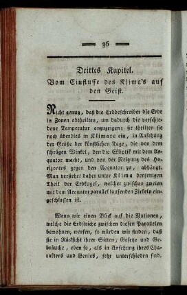 Drittes Kapitel. Vom Einflusse des Klima's auf den Geist