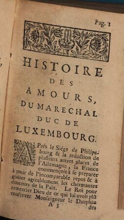 Histoire des amours du Marechal duc de Luxembourg