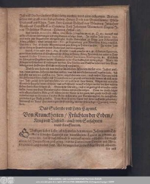 Das Siebende und Letzte Capittel. Von Kranckheiten/ Früchten der Erden/ Krieg und Unfried/ auch von Seefahrern unnd Kauffleuten.