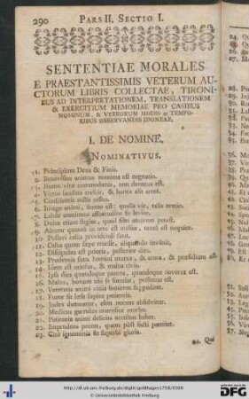 Sectio I. Sententiae morales.