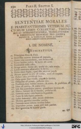 Sectio I. Sententiae morales.