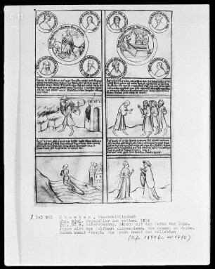 Evangeliar aus Metten — Zwei neutestamentliche Szenen mit ihren alttestamentarischen Typen in sechs Feldern, Folio 87verso