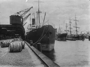 Im Hafen : Fässer auf dem Dock des Hafens