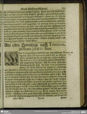 Am 17ten Sonntage nach Trinitatis