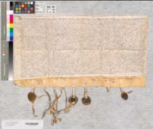 Vergleich zwischen Abt Heinrich von Corvey und den Söhnen des verstorbenen Heinrich von Stockhausen zur Beilegung der Streitigkeiten zwischen dem verstorbenen Abt Dietrich von Corvey und dem verstorbenen Heinrich von Stockhausen zu Lütmarsen (Lutmerssenn) wegen des Dorfs Lütmarsen.