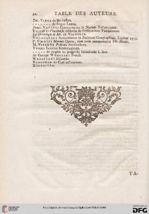 Table des chapitres du tome premier