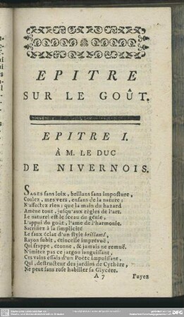 Epitre Sur le Goût