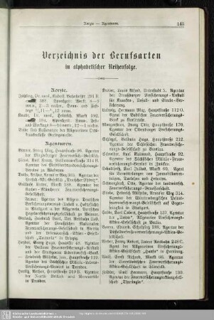 Berufsklassen und Gewerbebetriebe : Verzeichnis der Berufsarten