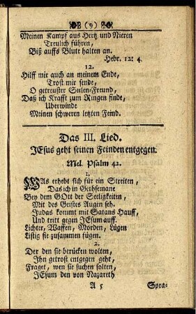 Das III. Lied. Jesus geht seinen Feinden entgegen.