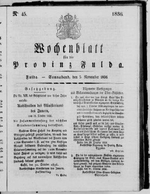 Nr. 45, Ausgabe vom 5. November 1836