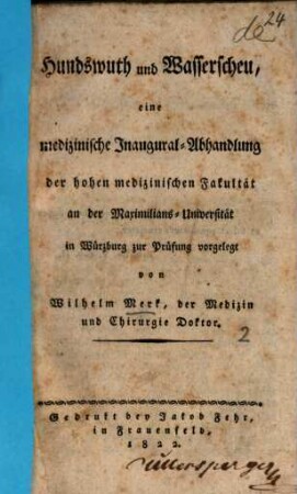 Hundswuth und Wasserscheu