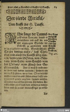 Der vierde Artickel von krafft der H. Tauffe
