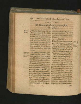 Caput XII. De Casibus Conscientiae circa usum SS. Coenae.