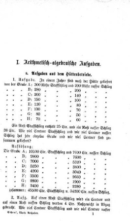 I. Arithmetisch-algebraische Aufgaben.