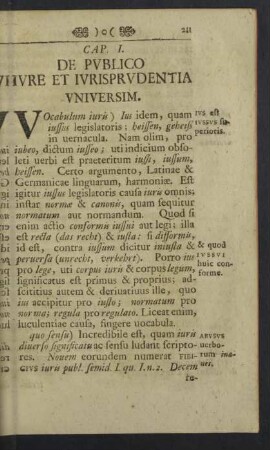 Cap. I. de publico iure et iurisprudentia universim.