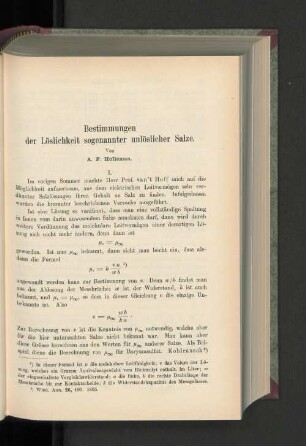 Bestimmungen der Löslichkeit sogenannter unlöslicher Salze.