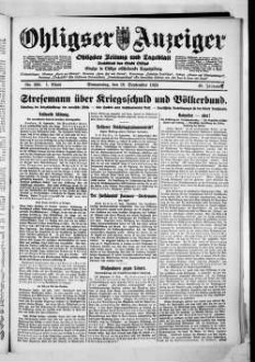 Ohligser Anzeiger : Ohligser Zeitung und Tageblatt ; einzige in Ohligs erscheinende Tageszeitung