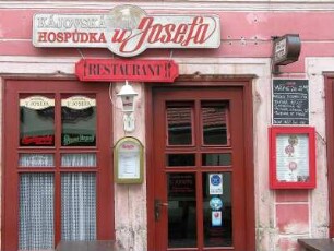 Cesky Krumlov - Restaurant im Zentrum : Die Altstadt von Cesky Krumlov, aufgenommen 2005