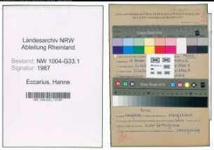 Entnazifizierung Hanne Eccarius , geb. 23.10.1884 (Klavierlehrerin)