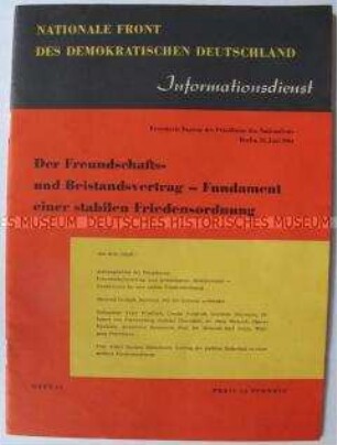 "Informationsdienst" der Nationalen Front mit Dokumenten zum Freundschaftsvertrag mit der UdSSR