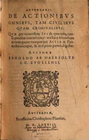 Adversaria de actionibus omnibus tam civilibus quam criminalibus