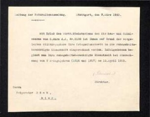 Beginn ruhegehaltsjberechtigte Dienstzeit Präparator Böck
