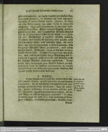 § XXXIII. Iudex hoc casu praescriptionis exceptionem ex officio supplere nequit