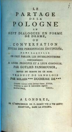 Le Partage de la Pologne