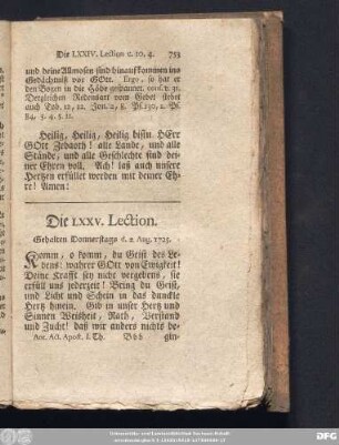 Die LXXV. Lection. Gehalten Donnerstags d. 2. Aug. 1725.