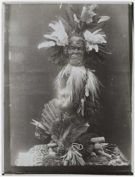 Exhibition doll decorated with objects from the Tumrahá (shaman costume)