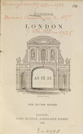 Handbook to London as it is : [M. d. Umschlagtitel:] Murray's Modern London