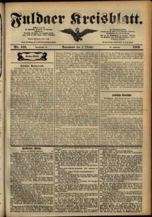 Erste Ausgabe vom Samstag, den 02. Oktober 1909.