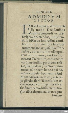 Benigne Ad Modum Lector
