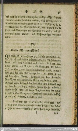 IV. Liebe Mitmenschen!