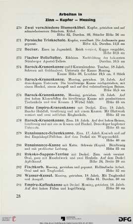 Arbeiten in Zinn – Kupfer – Messing (Nr. 270-285)