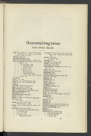 Generalregister zum ersten Bande