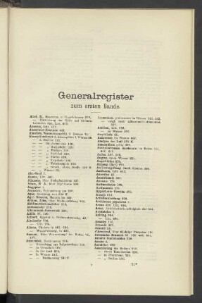 Generalregister zum ersten Bande